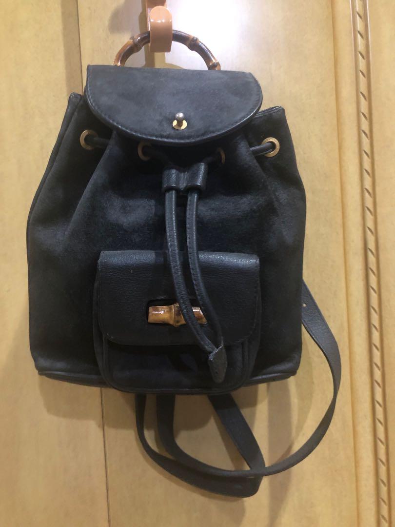 Mini Backpack Gucci Bamboo Suede, Barang Mewah, Tas \u0026 Dompet di Carousell