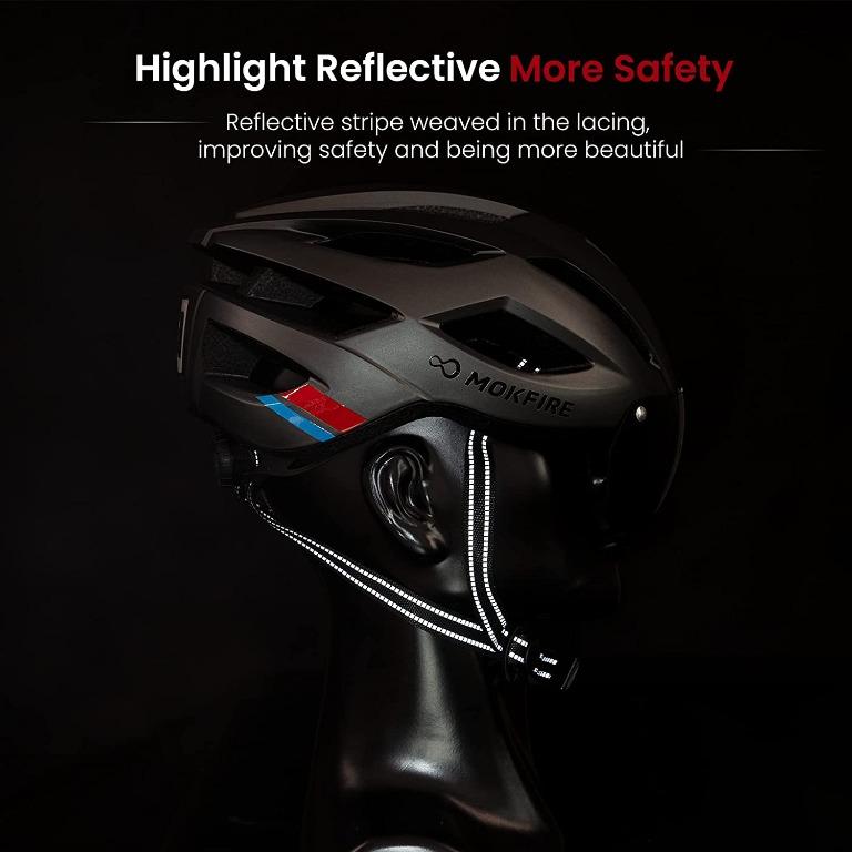 MOKFIRE Adult Bike Helmet with Magnetic Goggles and Rechargeable USB Light Adjustable Bicycle Helmet for Men Women Road Mountain Cycling 21.65 24.41 Inches Sports Equipment Bicycles Parts Parts Access...
