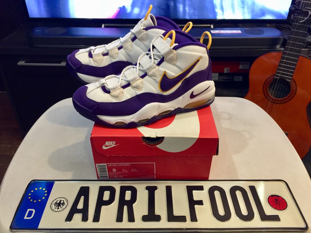 Nike air uptempo hot sale lakers
