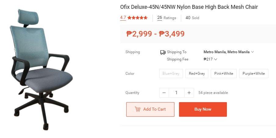 Ofix Deluxe Nylon Base High Back Mesh Chair Furniture Home Living Office Furniture Fixtures on Carousell