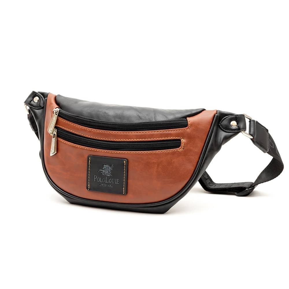 Original Polo Louie Men Smooth Leather Waist Bag New Style Zipper Crossbody  Bag Chest Bag