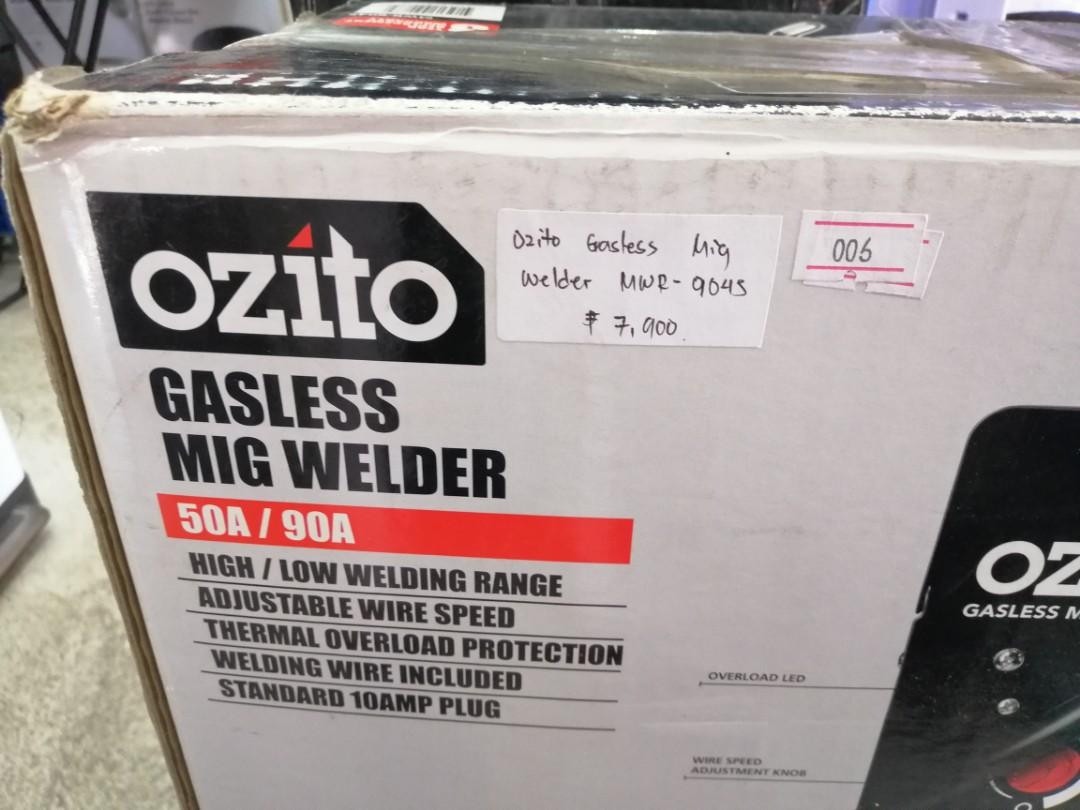 Ozito Gasless Mig Welder (Category: Construction Tools & Equipment) located in San Pedro. Submitted by aus-plus (Listing ID 1111279122, Image 2). Description: Ozito Gasless Mig Welder -50A/90A -high/low welding range -adjustable wire speed -thermal overload protection -welding included -standard 10amp plug.