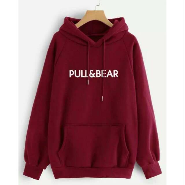 Pull and top bear maroon hoodie