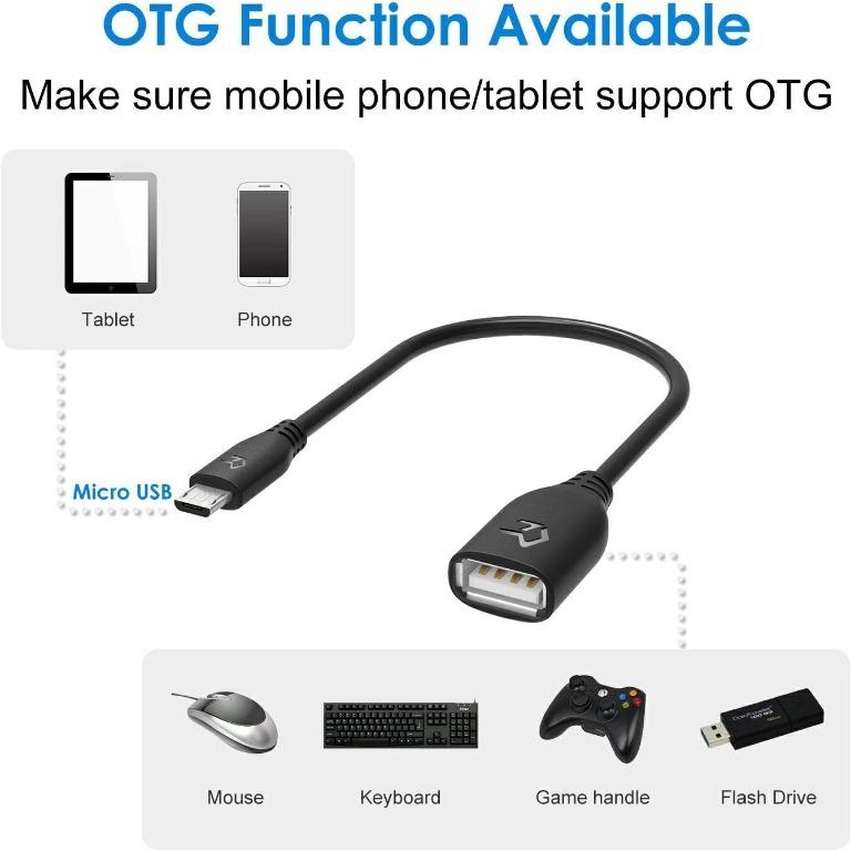 OTG Black Micro-USB to USB 2.0 Right Angle Adapter for High Speed Data-Transfer Cable for connecting any compatible USB Accessory/Device/Drive/Flash/and truly On-The-Go! Motorola Moto X Sport 