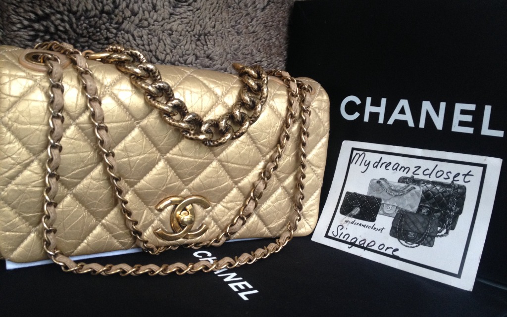 SOLD - FULL SET CHANEL Black Lambskin Leather CC 24K Gold Chain Medium  Double Flap Bag - My Dreamz Closet