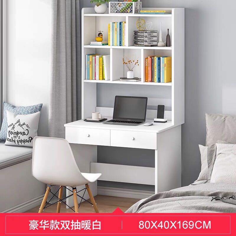[READY STOCK] 80cm study table with high book shelf & drawers - 2 ...