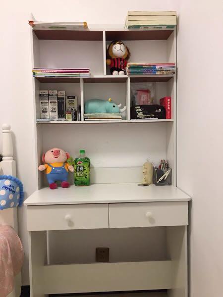 [READY STOCK] 80cm study table with high book shelf & drawers - 2 ...