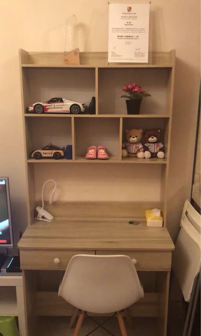 [READY STOCK] 80cm study table with high book shelf & drawers - 2 ...