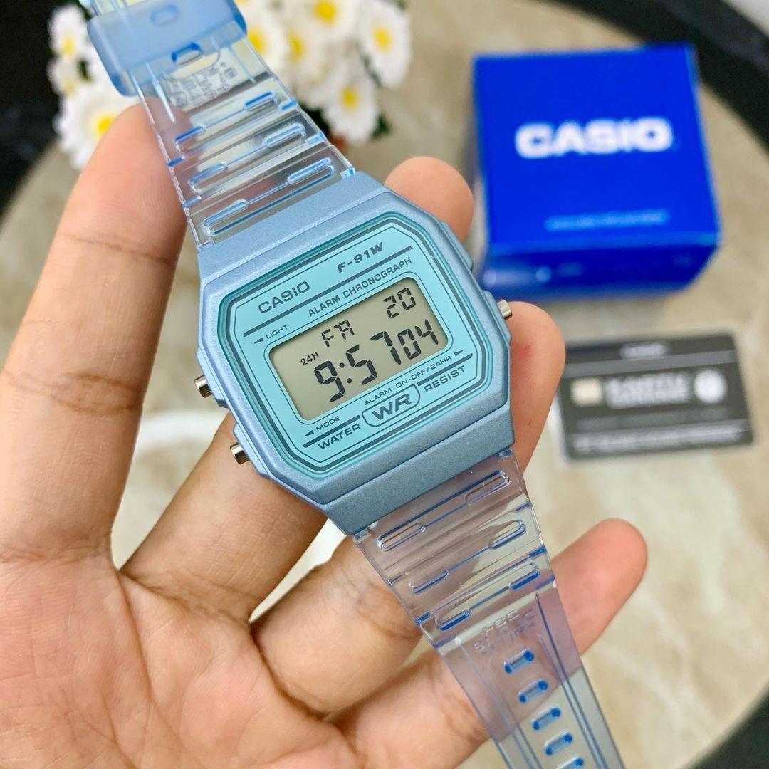 Ready Stock Casio F91W Blue Strap Rubber