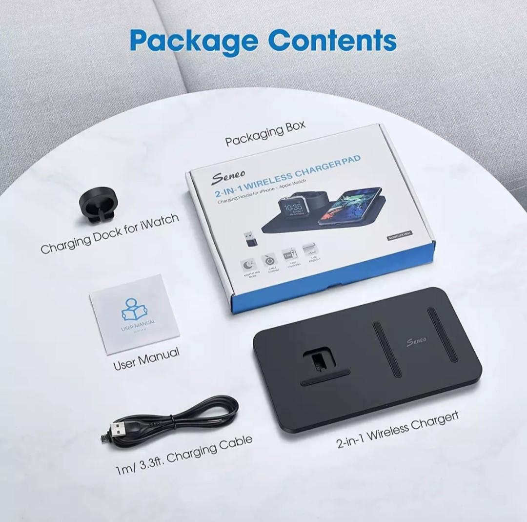Seneo 2 in 1 wireless charger pad on sale