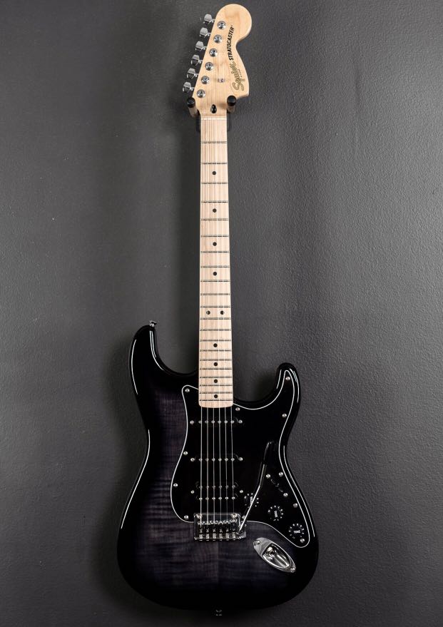 SQUIER AFFINITY SERIES HSS STRATOCASTER FMT ELECTRIC GUITAR, MAPLE FB,  BLACK BURST Rm1599 instalment Ansuran Rm65 x 36 Bulan AEON CREDIT, Hobbies   Toys, Music  Media, Musical Instruments on Carousell