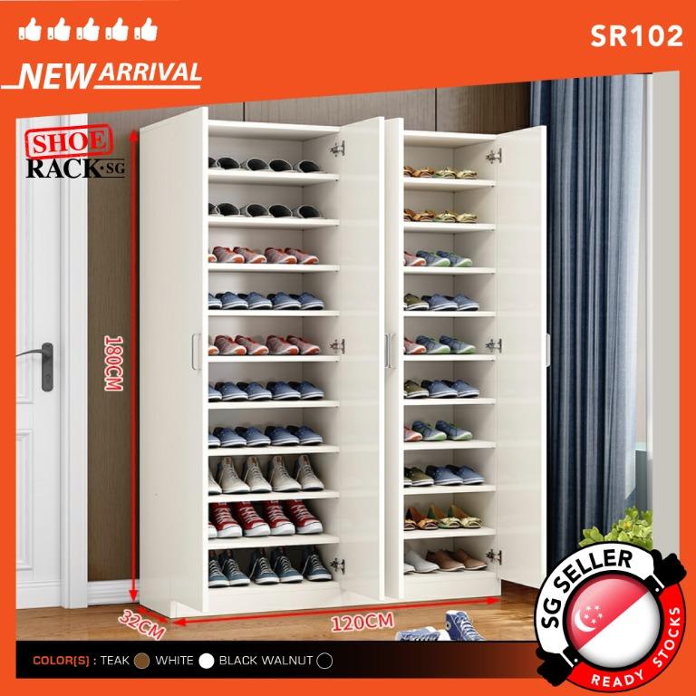 [FULLY ASSEMBLED] SR-102 White 1.8m (Height) Shoe Rack / Shoe Cabinet ...