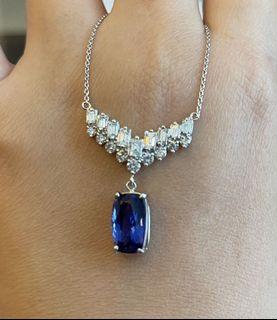 Tanzanite 3.88 carat with diamond 1.51 carat white gold necklace