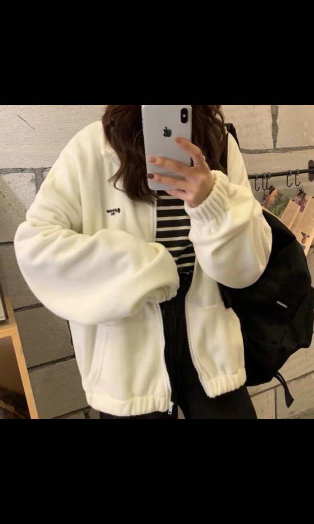 white teddy bear jacket