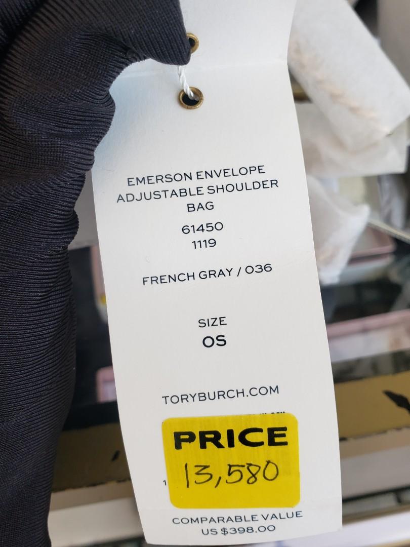 Tory Burch Emerson Envelope Adjustable Shoulder Bag/Crossbody in French  Gray 