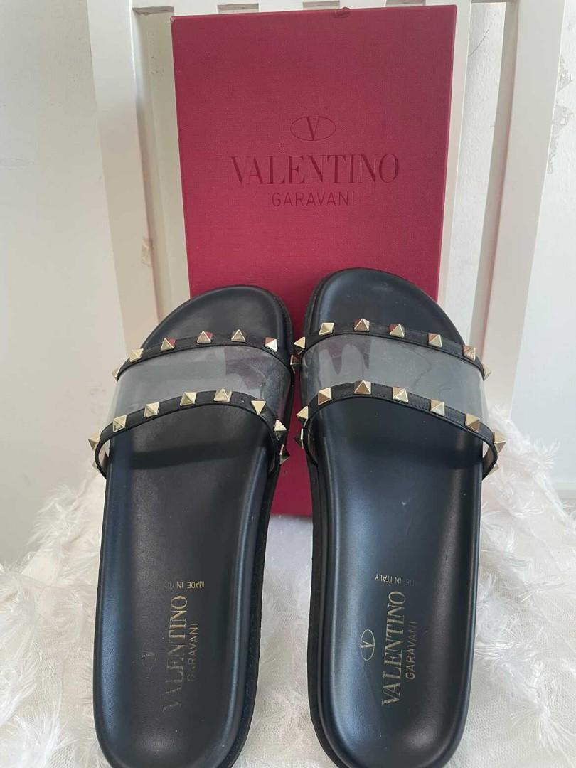 Clear valentino slides on sale