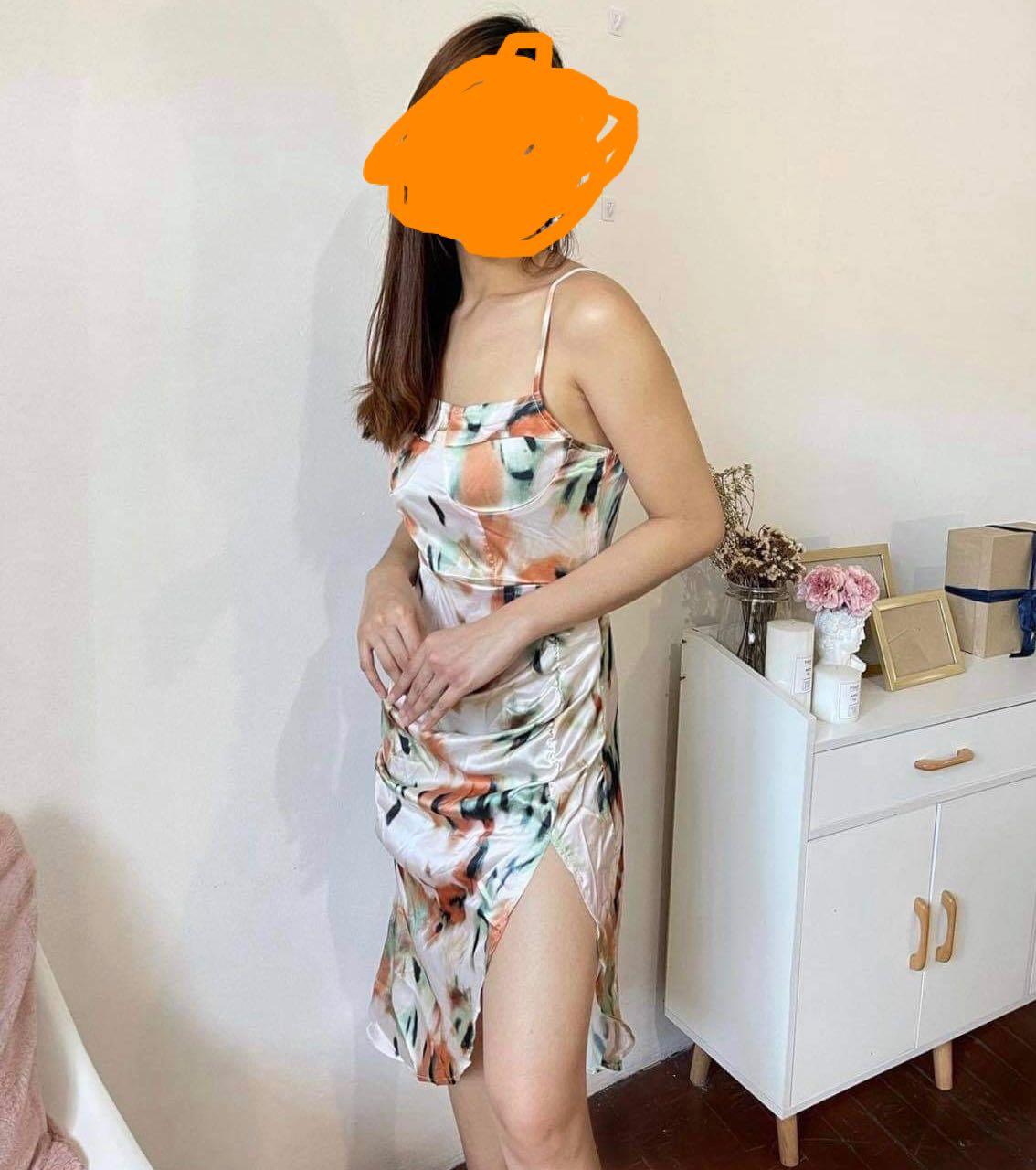 Shein White Silk Dress with Slit (Category: Dresses) located in Makati City. Submitted by apaba (Listing ID 1111346540, Image 2). Description: Bought online but didn’t fit me Size Xs on tag but will fit S-M.