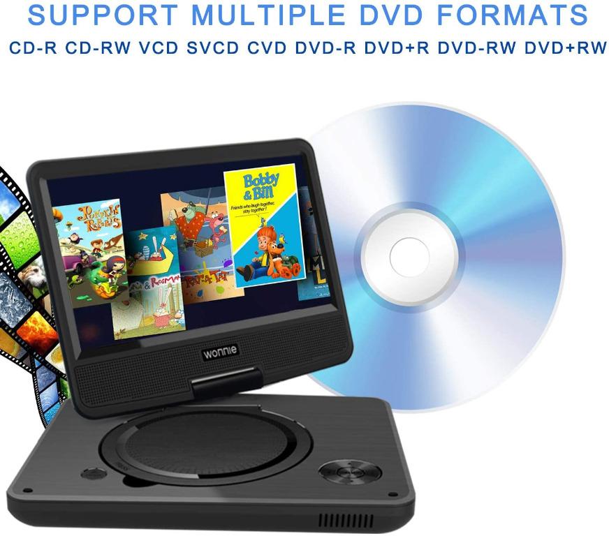 WONNIE Portable DVD player, 7.5” DVDs Player for Kids and Car, Swivel