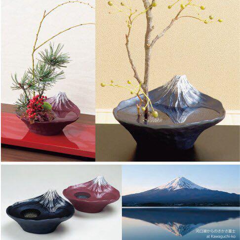 日本銀雅堂倒映富士水盤花器日式插花, 傢俬＆家居, 家居裝飾, 花瓶園藝