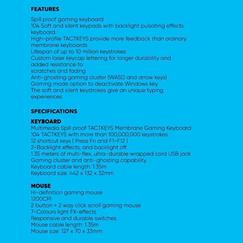 Alcatroz Xcraft XC3000 USB wired gaming keyboard and mouse, Computers