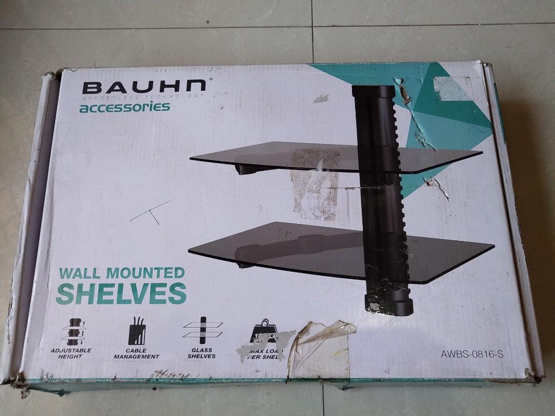 BAUHN Wall Mounted Shelves (Category: Home Improvement Tools & Accessories) located in Las Pinas. Submitted by etoksi1234 (Listing ID 1116713981, Image 2). Description: * Brandnew * Display Unit * Adjustable height * Cable management * Double glass shelves * Max load per shelf 10kg.