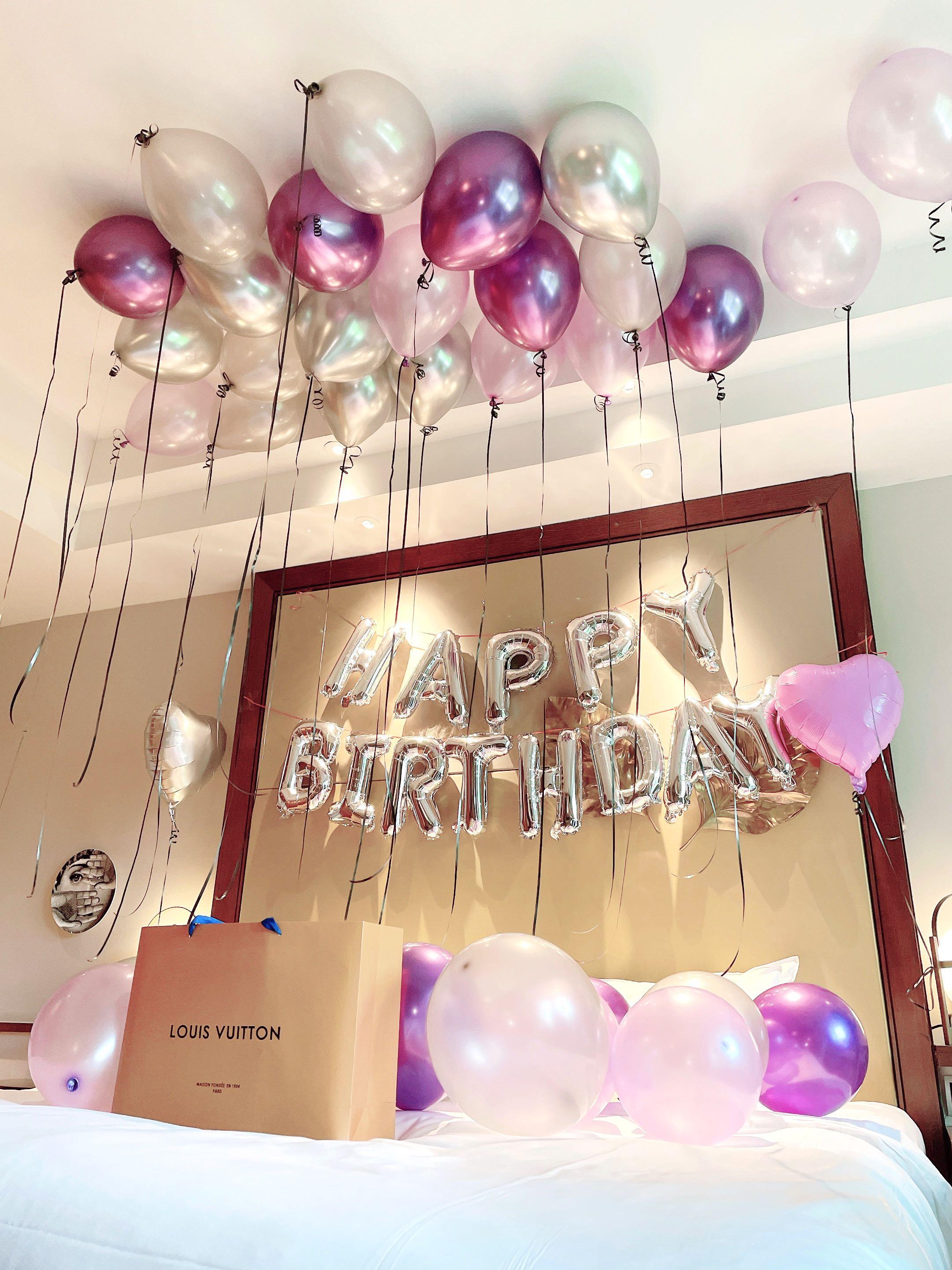 birthday helium balloons set up , proposal helium balloon set up