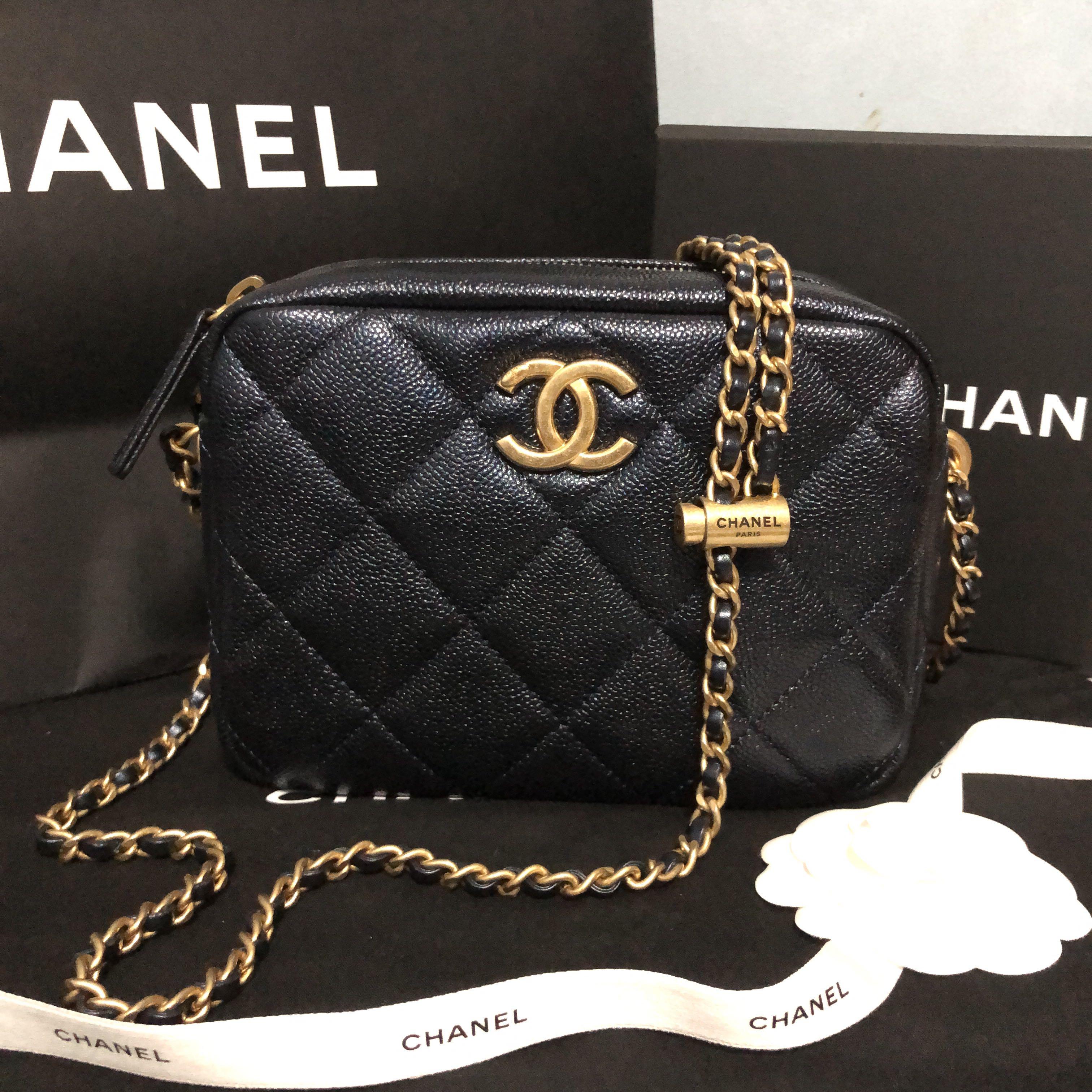 🦄🖤Chanel 21K Black Iridescent Mini Camera🖤🦄 , Luxury, Bags & Wallets on  Carousell