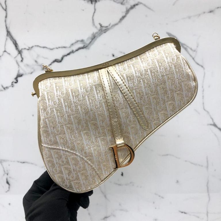 CHRISTIAN DIOR MINI SADDLE GOLD OBLIQUE WITH MIRROR HANDBAG 217018412