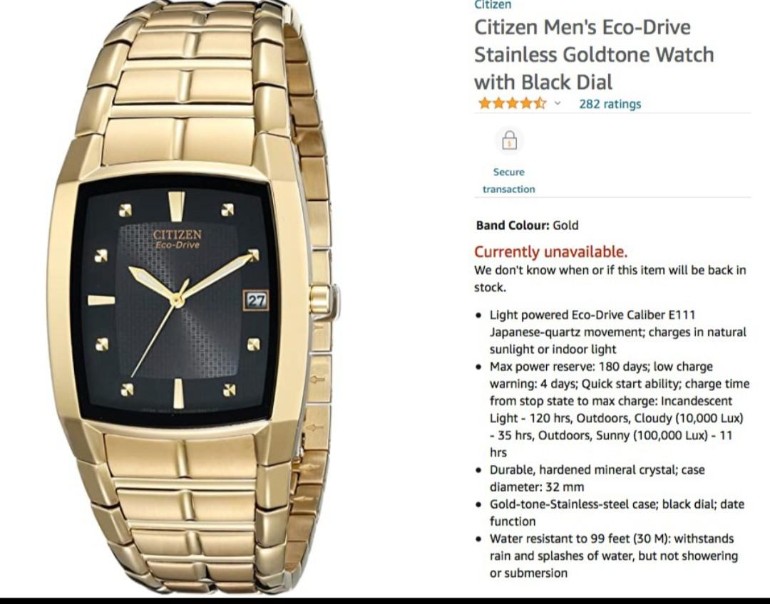 Citizen Men s Eco Drive Stainless Goldtone Watch