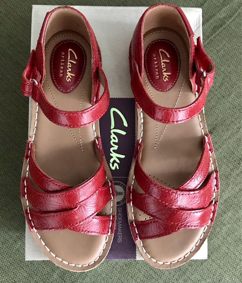 Clarks red sandals sales