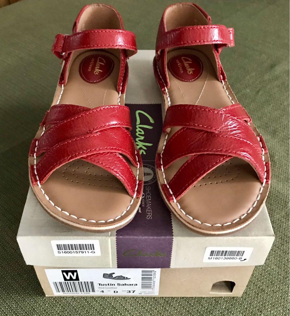 Clarks red sales leather sandals