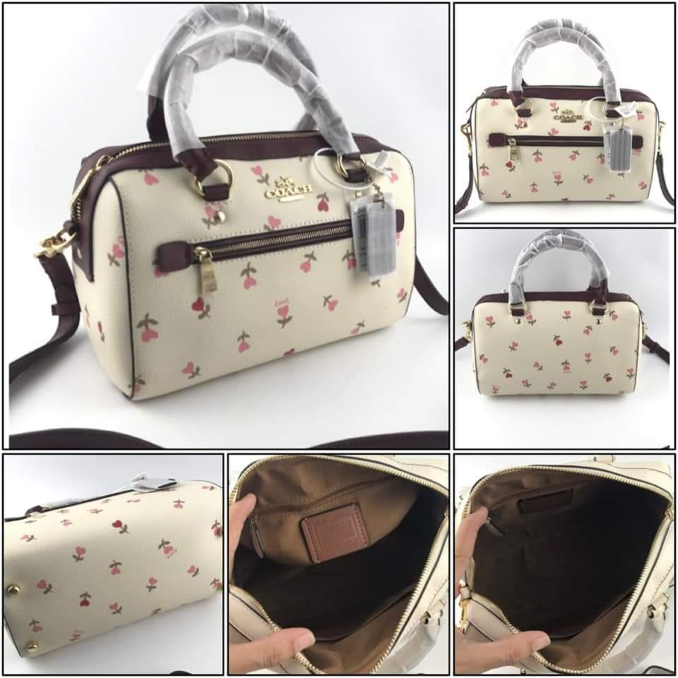 Coach Rowan Satchel with Heart Floral Pink Women s Fashion Bags Wallets Cross body Bags on Carousell