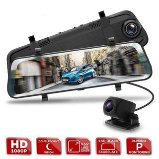 First Scene V30 Camera Video Recorder 9.66" HD 2.5D Glass IPS Touch Screen Support Dual Lens for Front & Rearview Mirror DVR Car Dash Camera