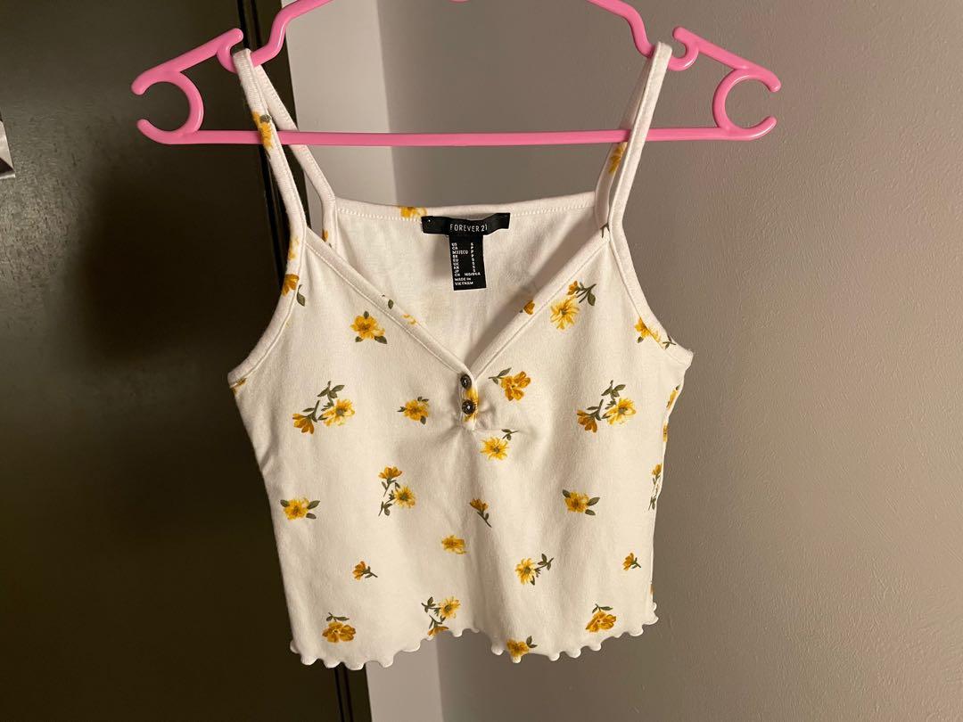 Forever 21 Floral Spaghetti Strap Crop Top