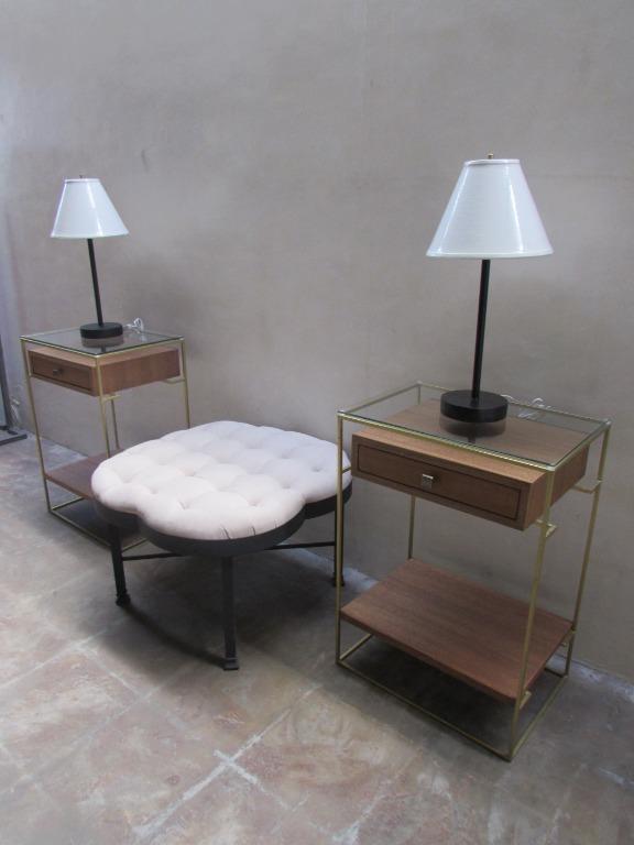 Glass Night Stand Table (Category: Tables & Sets) located in Paranaque City. Submitted by furniturepiecesph (Listing ID 1116673823, Image 3). Description: Material-Made of wood and metal; glass on top Size-14"Lx20"WX28"H Finish-Painted gold; varnished Color-Gold .