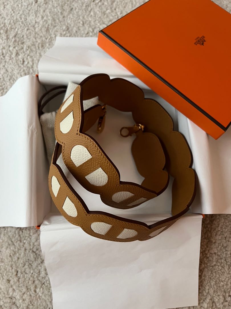 Hermes maillons bag strap in sesame nata GHW Luxury Accessories