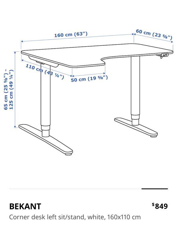 Ikea bekant standing desk table mechanical desk, Furniture & Home