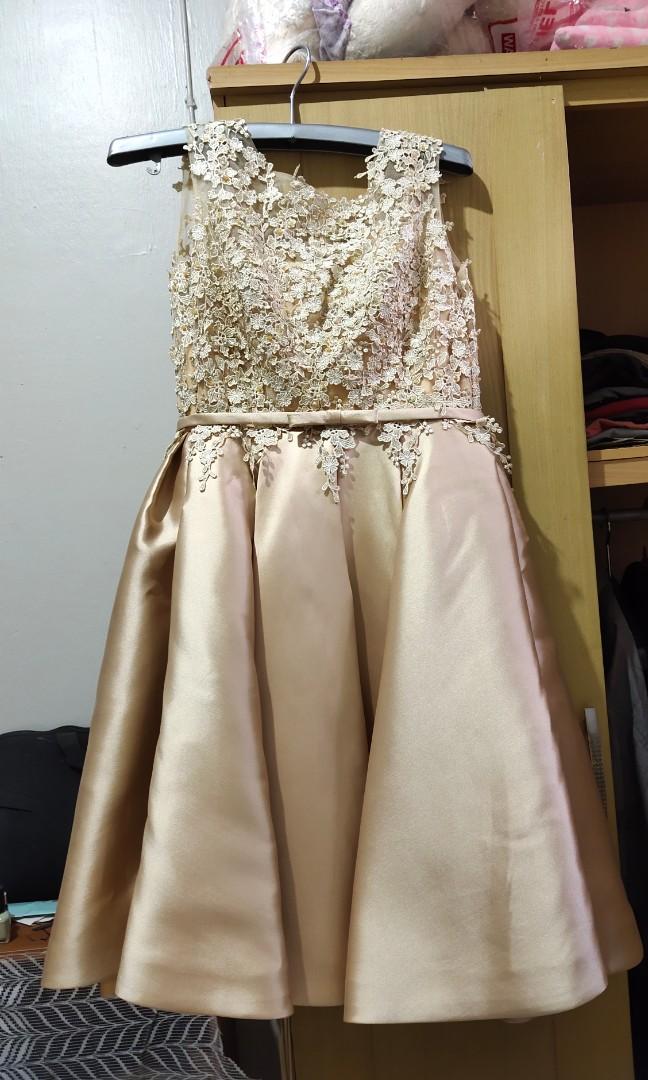Jual murah Gaun dress gold Fesyen Wanita Pakaian Wanita Gaun