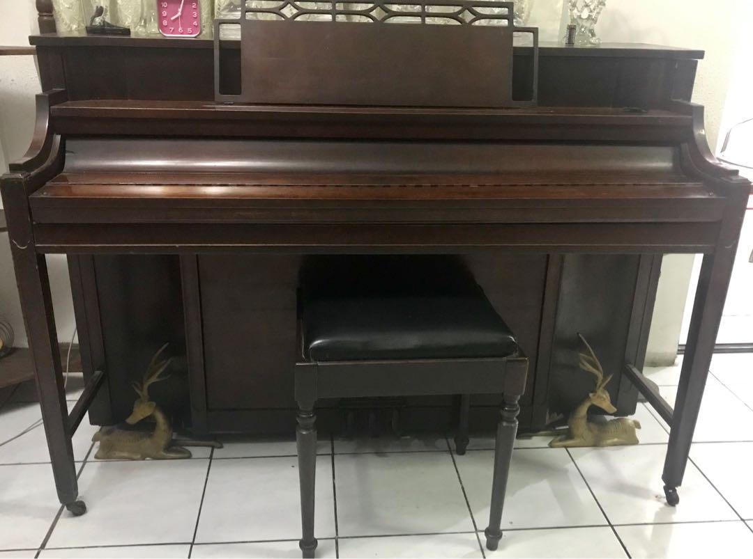Kimball Antiques Piano (Category: Other Home Appliances) located in Quezon City. Submitted by hadaman (Listing ID 1116825696, Image 1). Description: Decluttering Antique Piano Imported My Grand parents owned this piano Well kept Collection items 7 keys to repair the all working loud and clear Need money Fairview area .