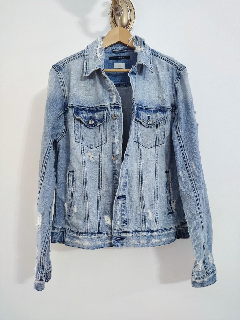 Ksubi Distressed Denim Jacket Travis Scott Men s Fashion Tops Sets Hoodies on Carousell
