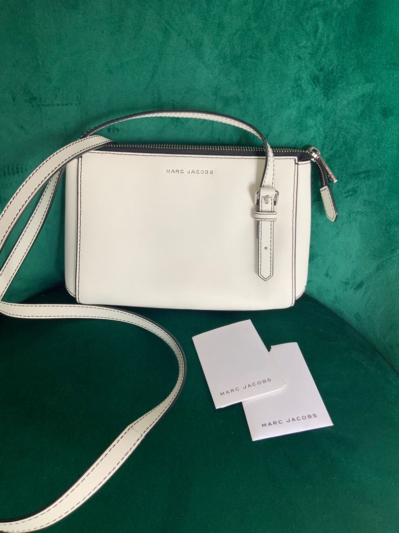 Marc Jacobs White Mini Commuter Coated Leather Crossbody Sling