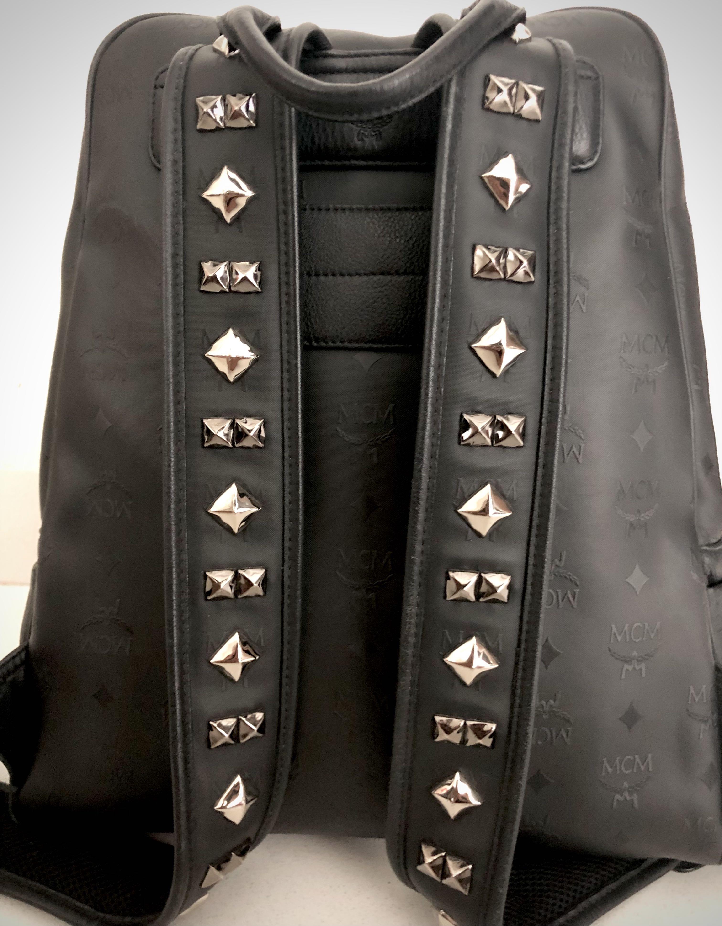 MCM Black Monogram Coated Canvas Honshu Tantris Studded Backpack - Closet  Cash