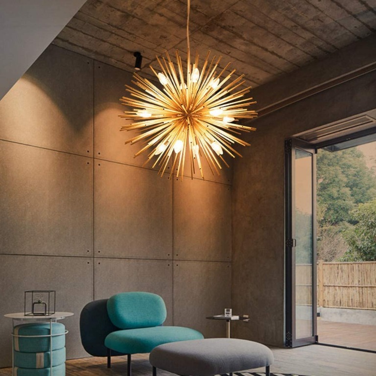 Golden E14 Sputnik Chandelier Ceiling Light Home Pendant Lighting Fixture Lamp 