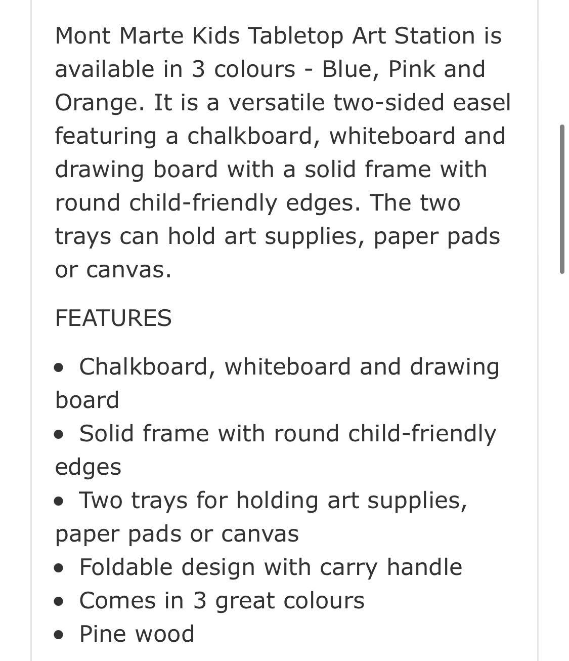 Mont Marte kids 3 in 1 tabletop art station , Hobbies & Toys