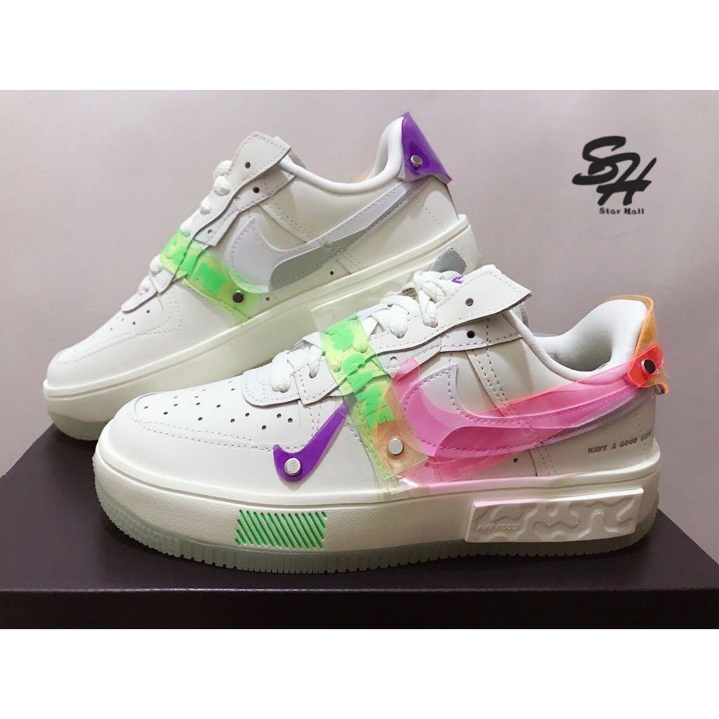 NIKE AIR FORCE 1 FONTANKA 白彩夜光底電競拼接DO2332-111, 他的時尚