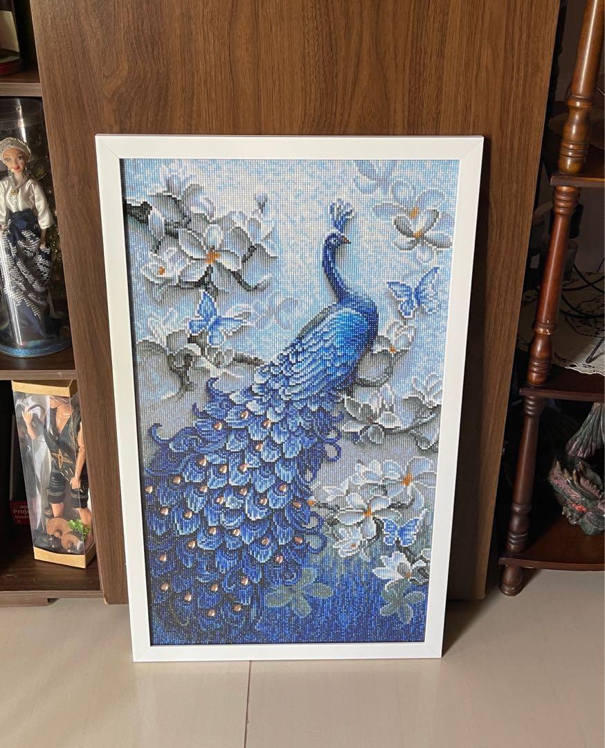 Peacock Diamond Painting (Category: Art & Prints) located in Manila. Submitted by mudkipz9999 (Listing ID 1116802929, Image 1). Description: 50x82cm (full canvas size) Framed with glass.