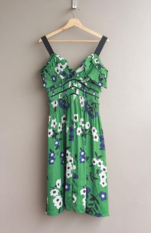 Self portrait cold shoulder shop floral printed dress in green