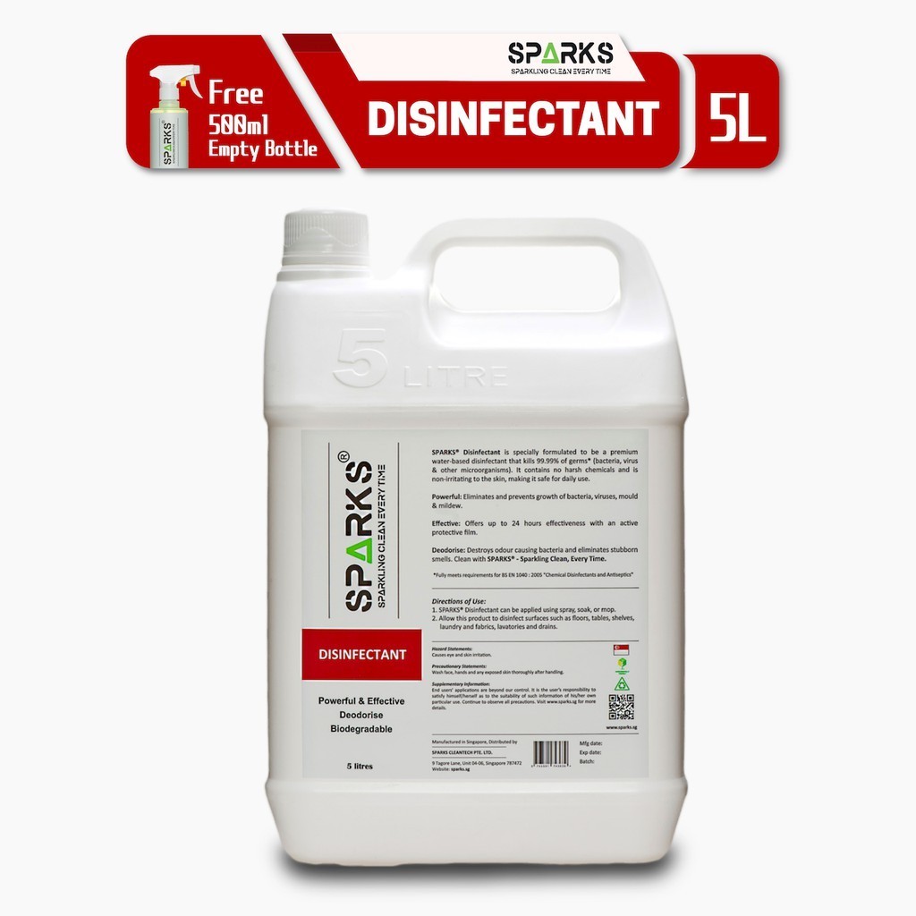 [SG SELLER] SPARKS DISINFECTANT SOLUTION (5 Litres) Free 500ml Empty