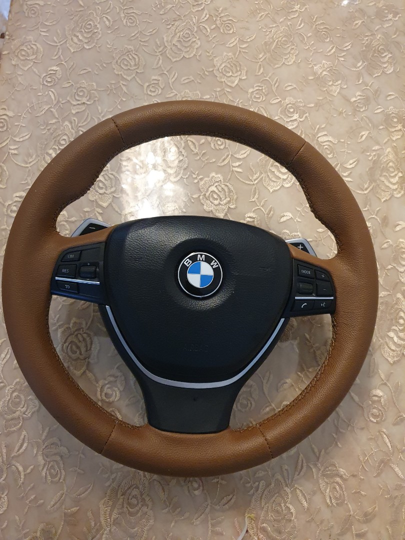 Used genuine BMW F10 535i steering wheel with leather, Car Accessories, Accessories on Carousell