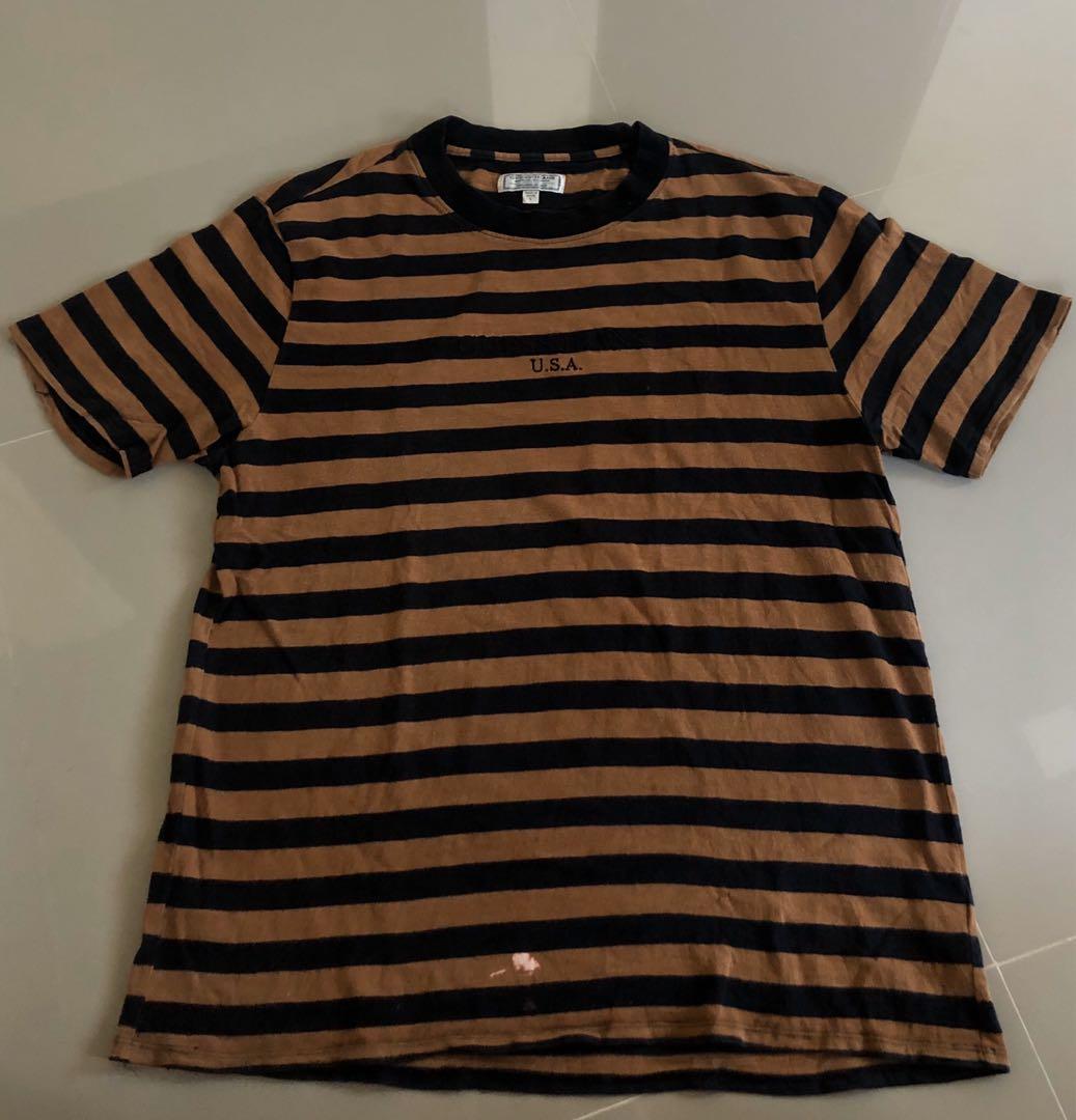 Guess brown store striped shirt